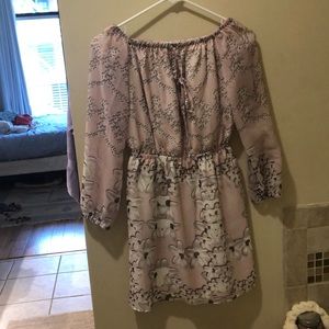 Kittenish floral off the shoulder dress!